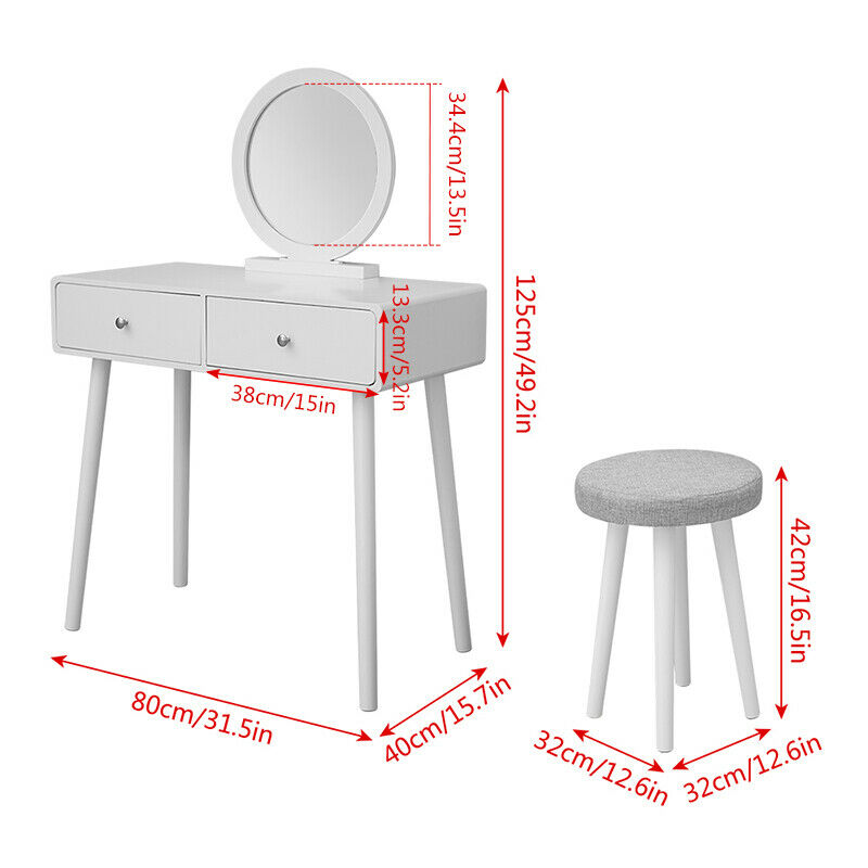 Modern Dressing Table Vanity Table Makeup Desk Dresser Set Home Bedroom Woman BN