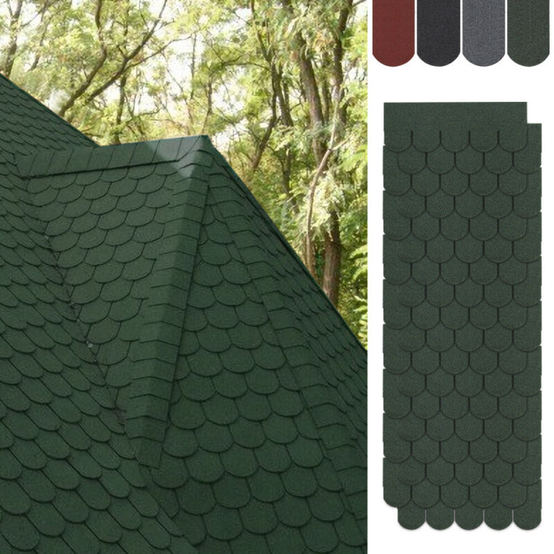 Self Adhesive Roof Felt Tiles 18pcs Fish-scale Asphalt Shingles Set Shed Roofing