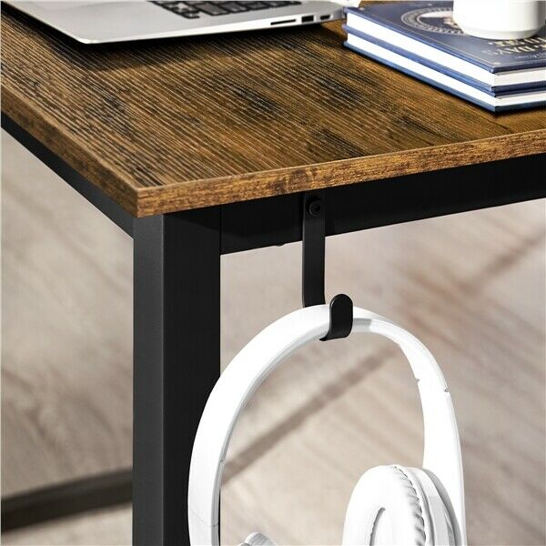 Wooden Computer Desk Study Desk Home Office Table with Movable Monitor Stand