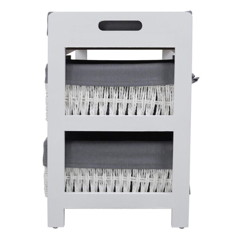 Hallway Shoe Storage Bench Entrance Ottoman Pouffe Stool with 2 Wicket Baskets