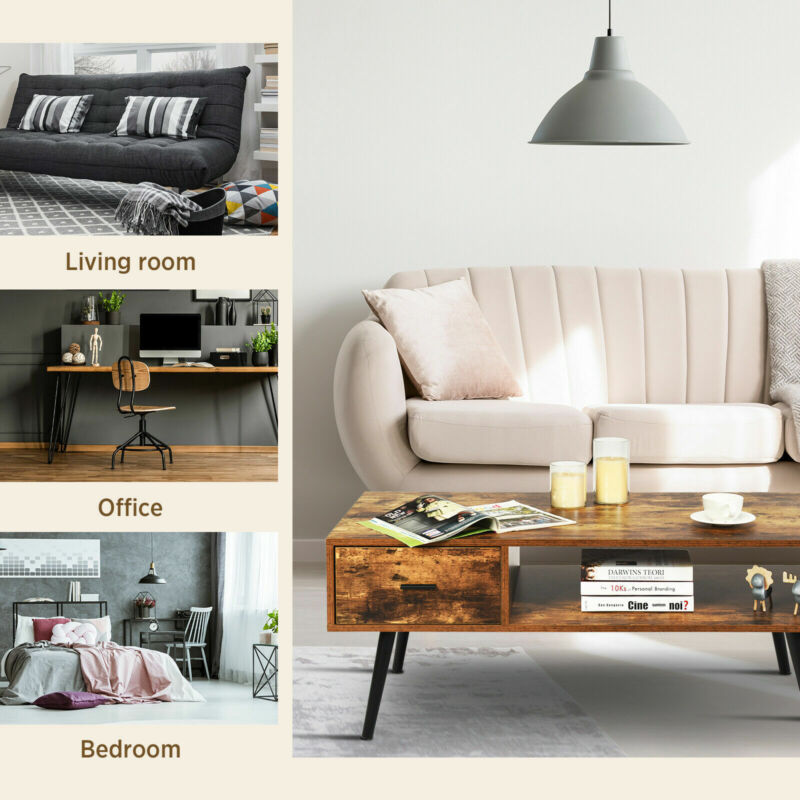 Industrial TV Stand Retro TV Cabinet Media Entertainment Center Coffee Tea Table