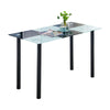 Black White Dining Table Tempered Glass Top Metal Legs Kitchen Dining Room Home