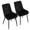 Set of 2 Dining Chairs Faux Leather/Velvet Upholstered Metal Legs Kitchen Chair