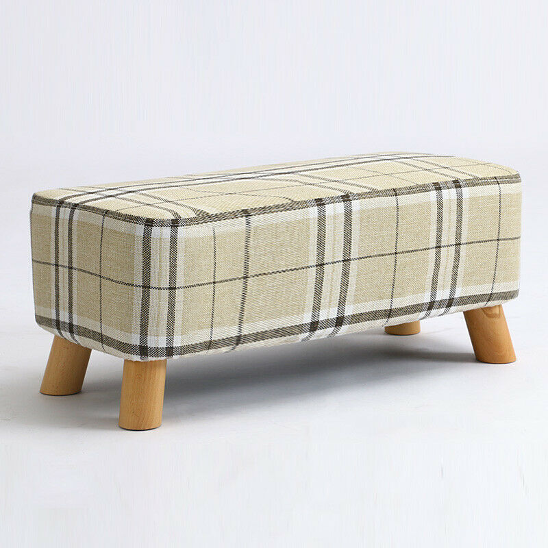 Linen Fabric Footstool Foot Rest Stool Pouffe Ottoman Seat Living Room Furniture