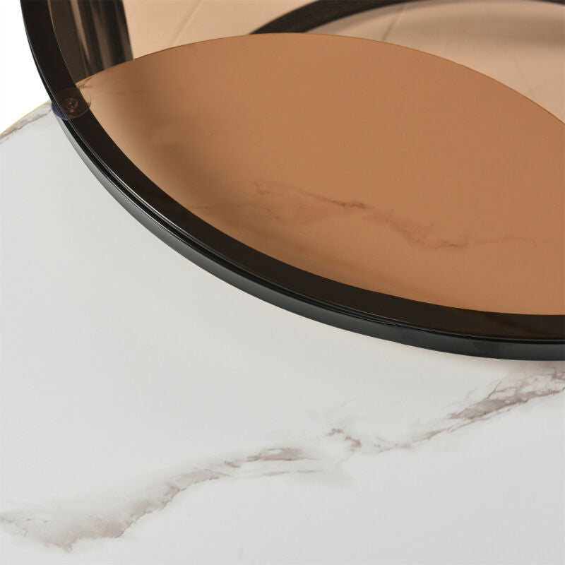 Nesting Coffee Tables Set of 2 Round Stacking Side Tables w/ Storage Drawers