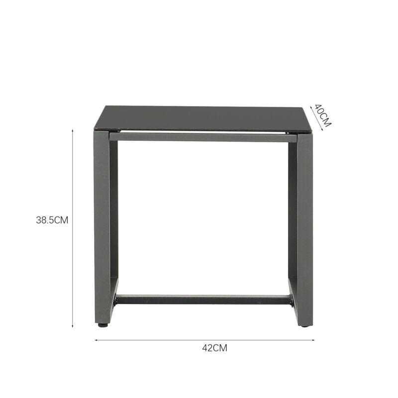 3pcs Garden Bistro Furniture Set Glass Table & Rattan Chairs with Steel Legs