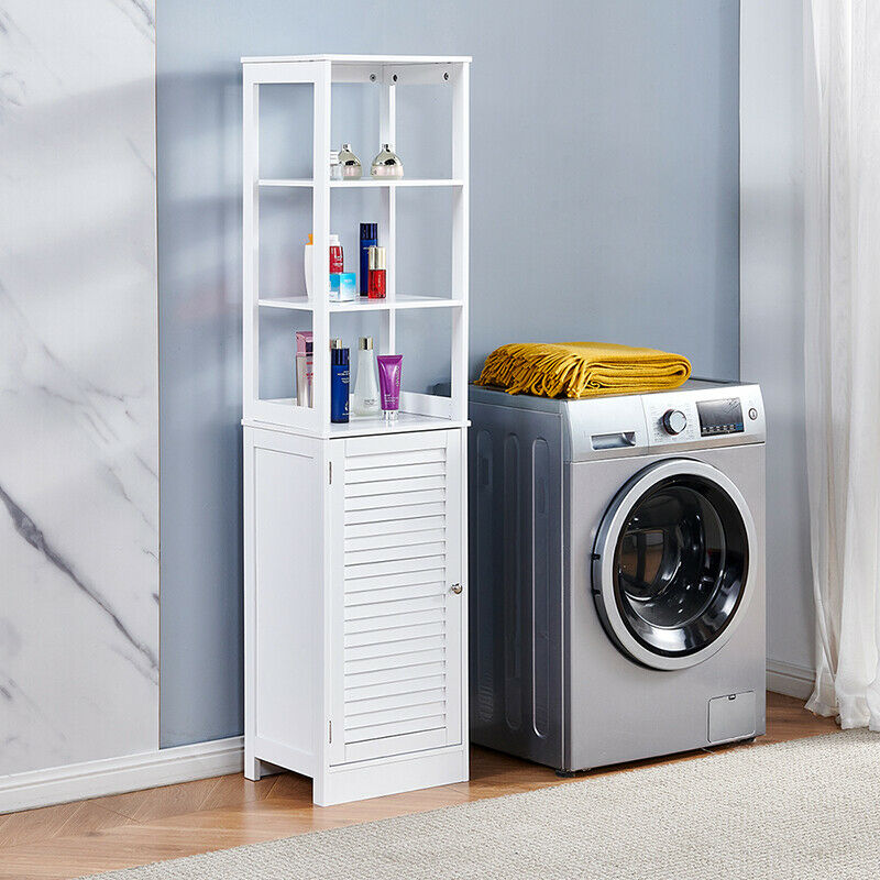 Floor Storage Cabinet Storage Units w/ Door Cupboard & Open Shelves Hallway Home