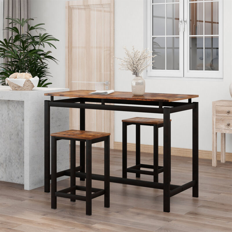 Bar Table Set Breakfast Table and 2 Stools Dining Table Chairs Kitchen Furniture