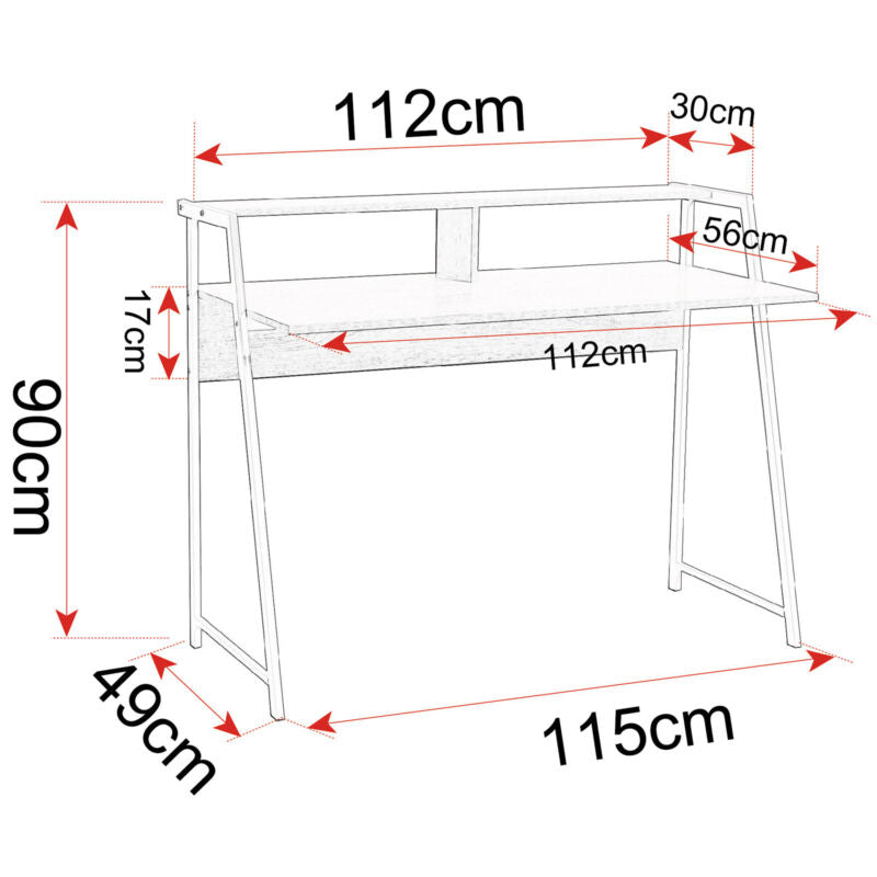 Computer Desk PC Laptop Office Table w/ Tabletop Shelf Study Writing Workstation