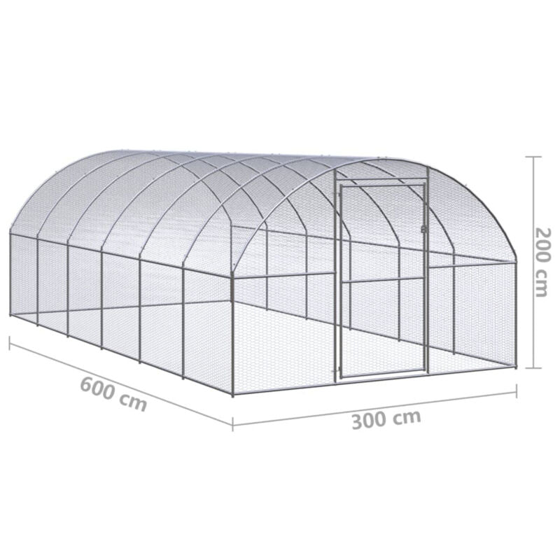 Outdoor Chicken Coop 3x6x2 m Galvanised Steel N7V7