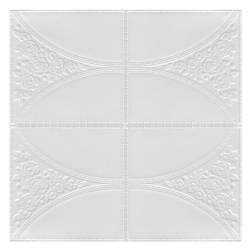 10 Pcs White 3D Brick Wall Sticker Self-adhesive Wallpaper Decor Home 70*70 cm