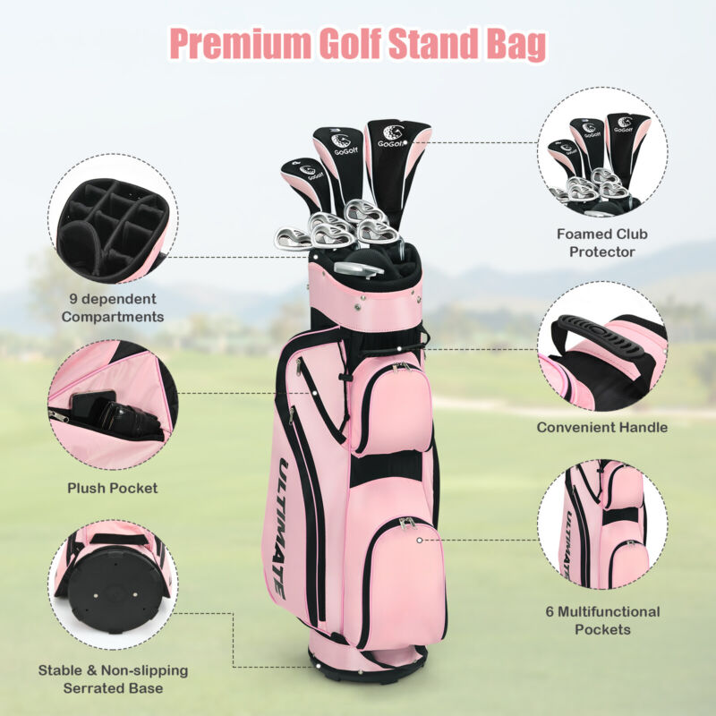 Ladies Womens Complete Golf Club Set w/460cc Alloy Driver Stand Bag Free Putter