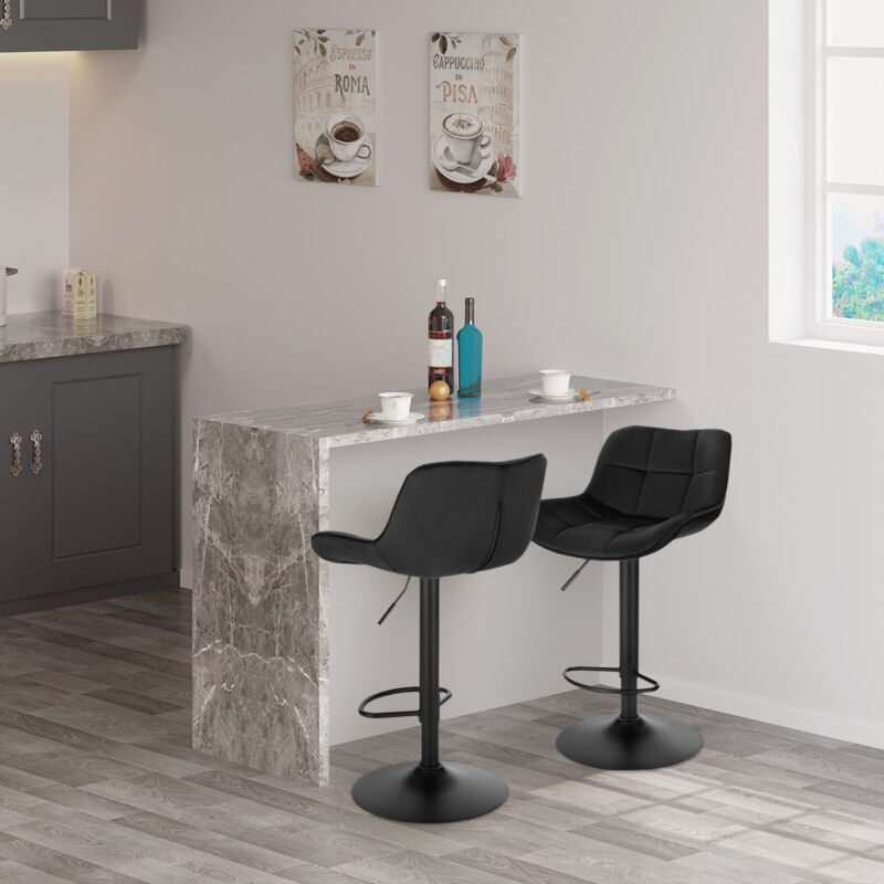 1/2x Bar Stool Swivel Gas Lift Chair w/ Backrest Footrest Barstool Kitchen Pub