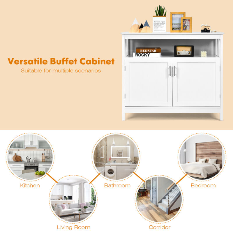 Kitchen Buffet Server Sideboard Wooden Storage Cupboard Cabinet Adjustable Shelf