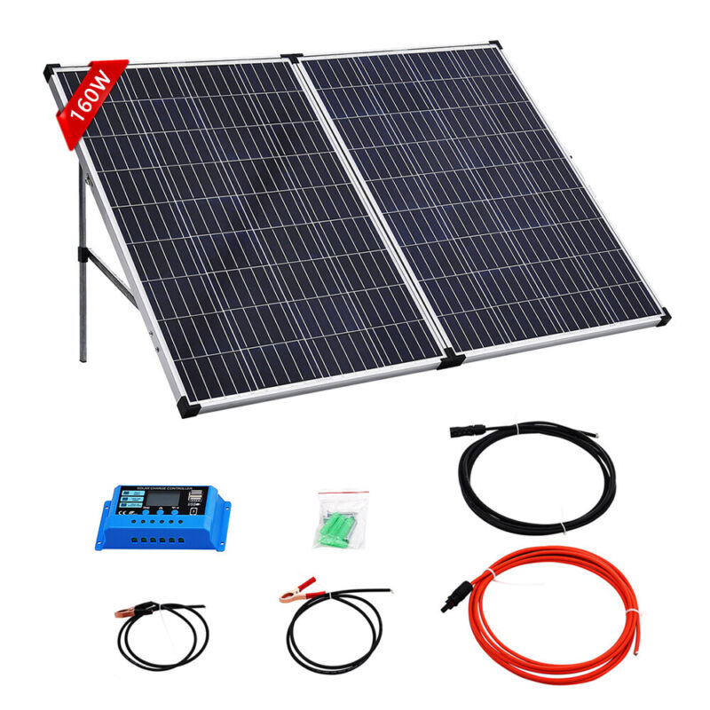 160w 12v Foldable Solar Panel With Controller Kit Camping/Caravan/Power Station