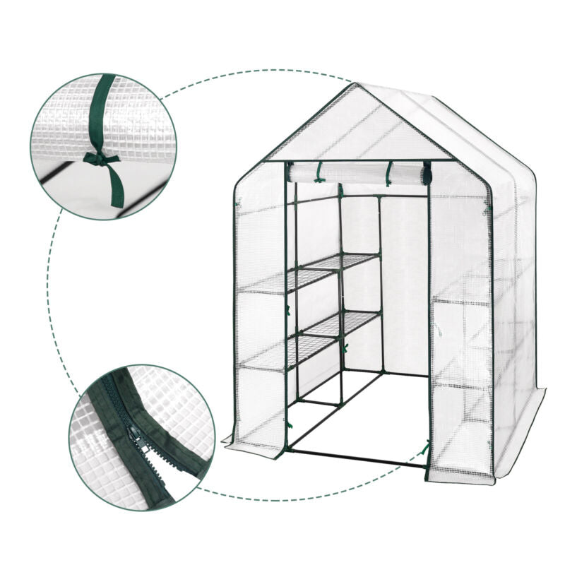 Greenhouse 143x143x195cm PE Garden Plant Grow Green House with Shelves Outdoor