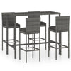 5 Piece Garden Bar Set with Cushions Poly Rattan Grey P6P9