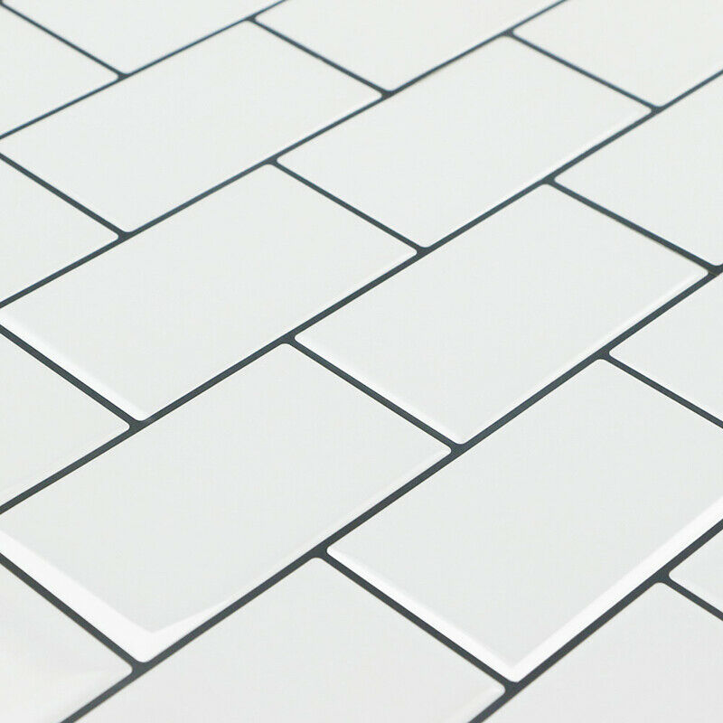 10Pcs Peel and Stick Wall Stickers Tile Effect Self Adhesive Kitchen Living Room