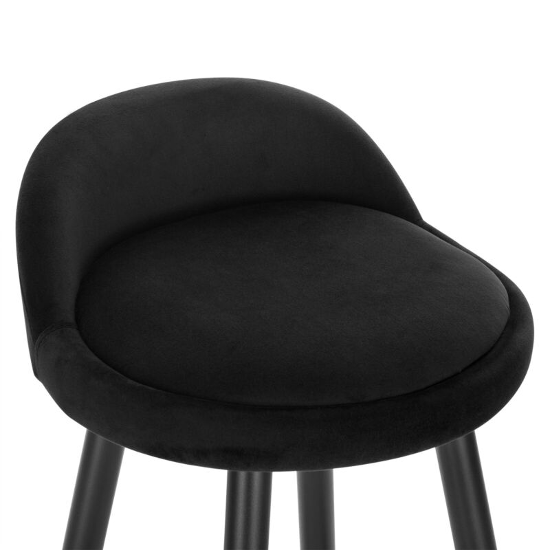 1/2x Breakfast Bar Stool Velvet Padded High Counter with Backrest Chair Barstool