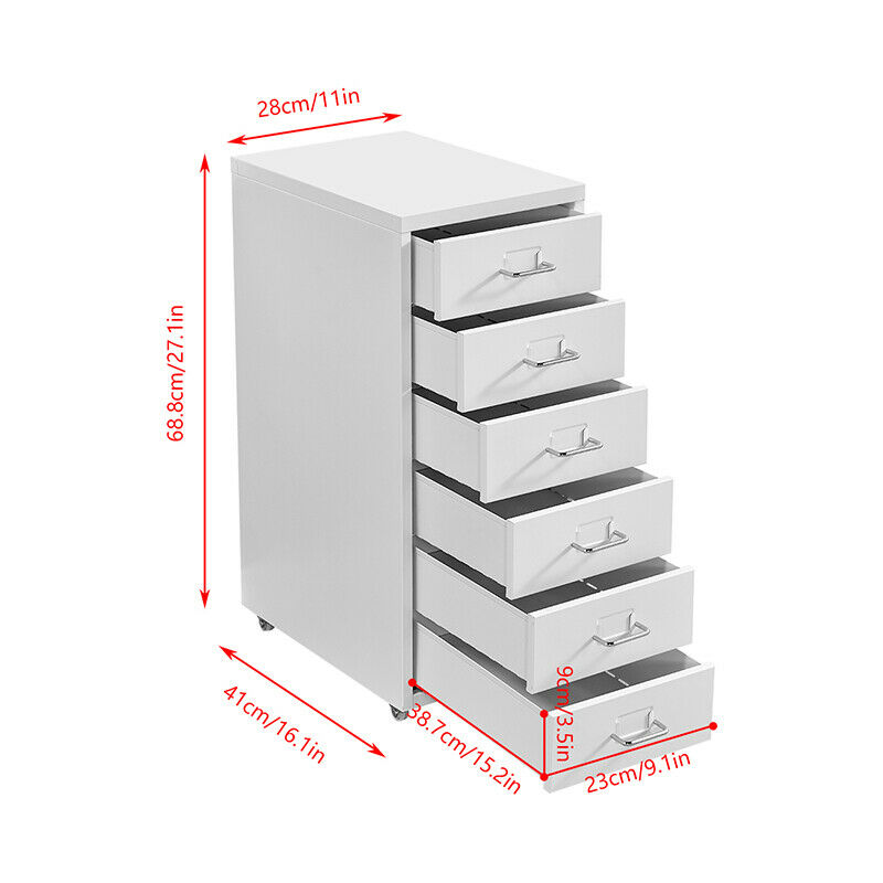Slim 6 Drawer Metal File Cabinets Filing Cabinet for Small Space Home/Office