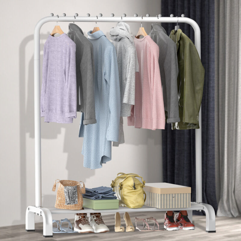 Heavy Duty Clothes Rail Rack Garment Hanging Display Stand Shelves Shoes Storage