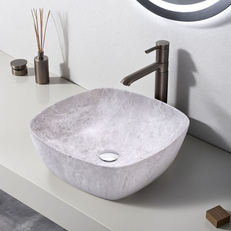 MULTI SHAPE BATHROOM CLOAKROOM COUNTERTOP CERAMIC BASIN SINK & POP UP WASTE SETS