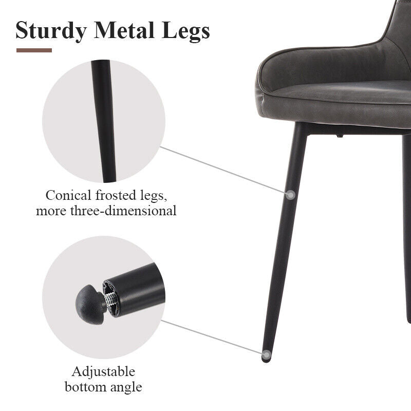 Set of 2 Dining Chairs Faux Leather/Velvet Upholstered Metal Legs Kitchen Chair