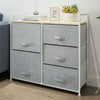 Fabric Bedside Cabinet Metal Frame Storage Unit Chest Of 5 Drawer with Drawers