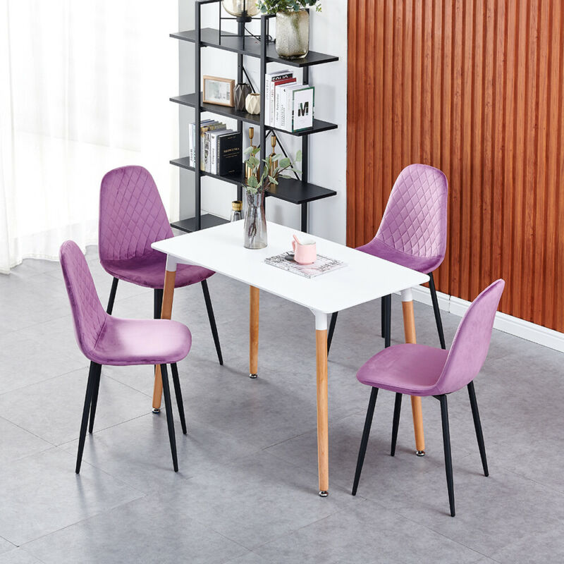 Set of 4 Velvet Dining Chairs Side Chair Metal Legs Dining Room Living Room Home