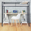 3.5FT Twin Metal Loft Bed Frame High Sleeper Bunk Bed Study Desk Cabin Bed Solid