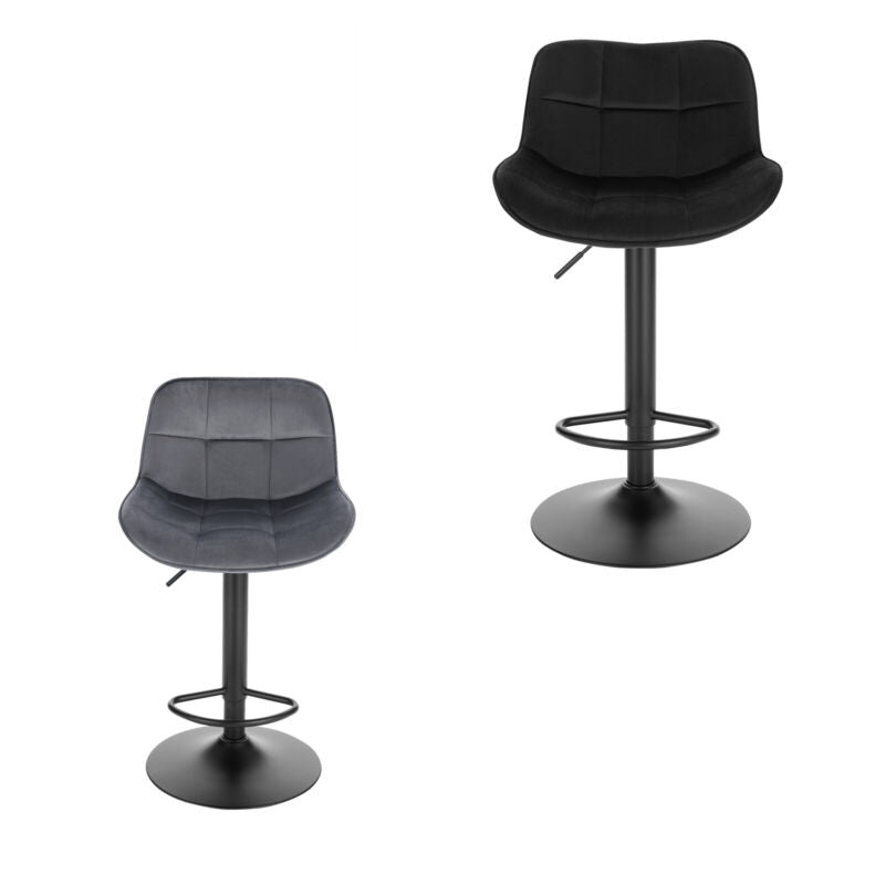 1/2x Bar Stool Swivel Gas Lift Chair w/ Backrest Footrest Barstool Kitchen Pub