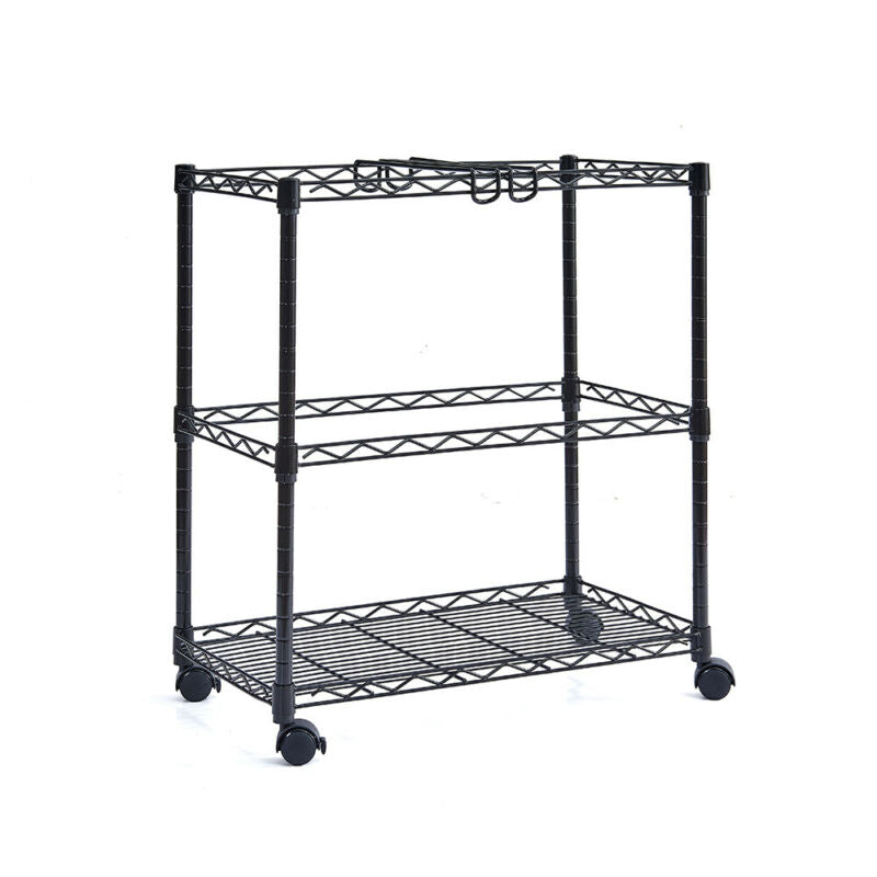 2 Tier Rolling Filing Cart Mobile File Trolley Filing Storage Rack Office Black
