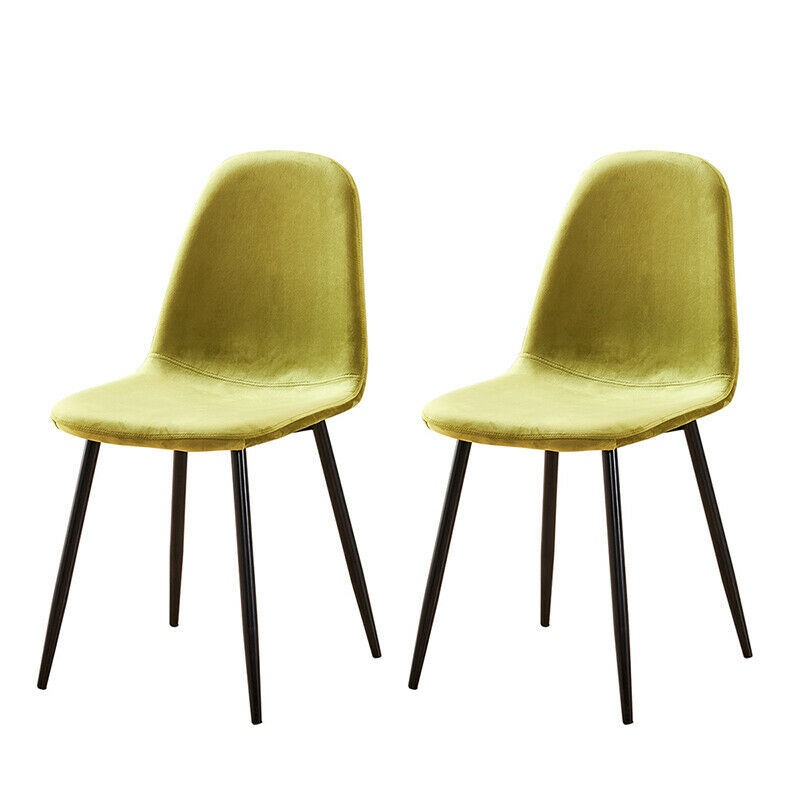 Set of 4 Velvet Dining Chairs Side Chairs Padded Living Room Home Office Yellow