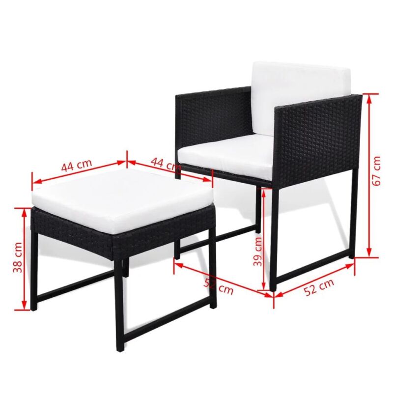 42762 21 Piece Outdoor Dining Set Black Poly Rattan (UK/IE/FI/NO Only) K6P6