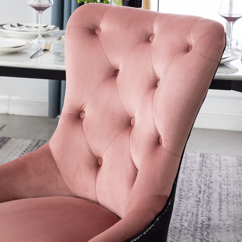 1-2-4X Velvet Button Dining Chairs Knocker Back Kitchen Nailhead High Backrest