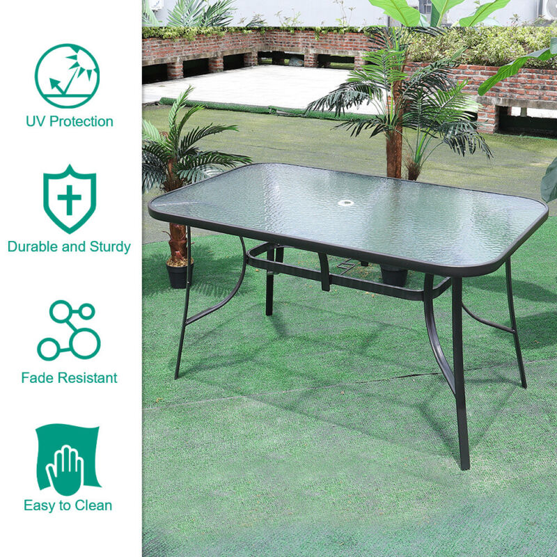2/4/6 Seater Black Bistro Set Garden Patio Furniture Table Chairs w/Parasol Hole