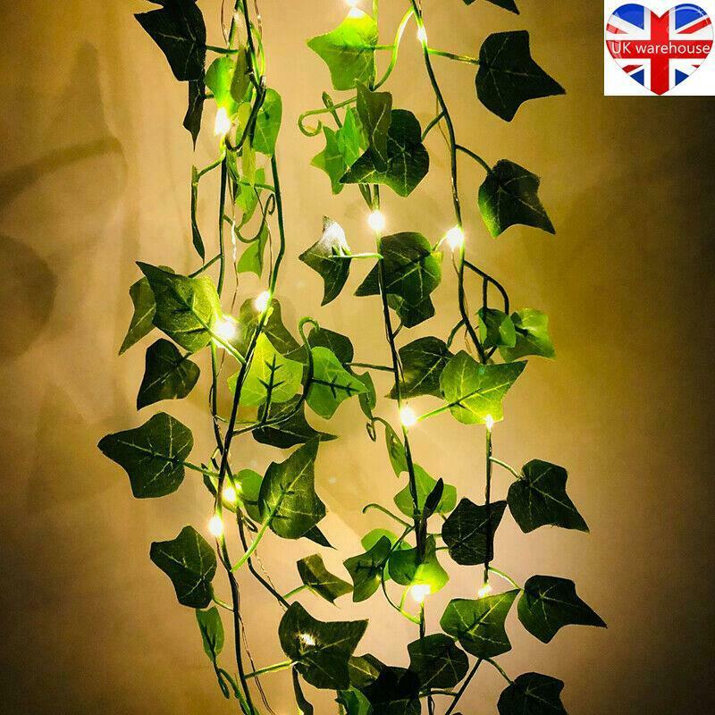 2M/10M LED Leaves Ivy Leaf Garland Fairy String Lights Party Garden Decor Lamp