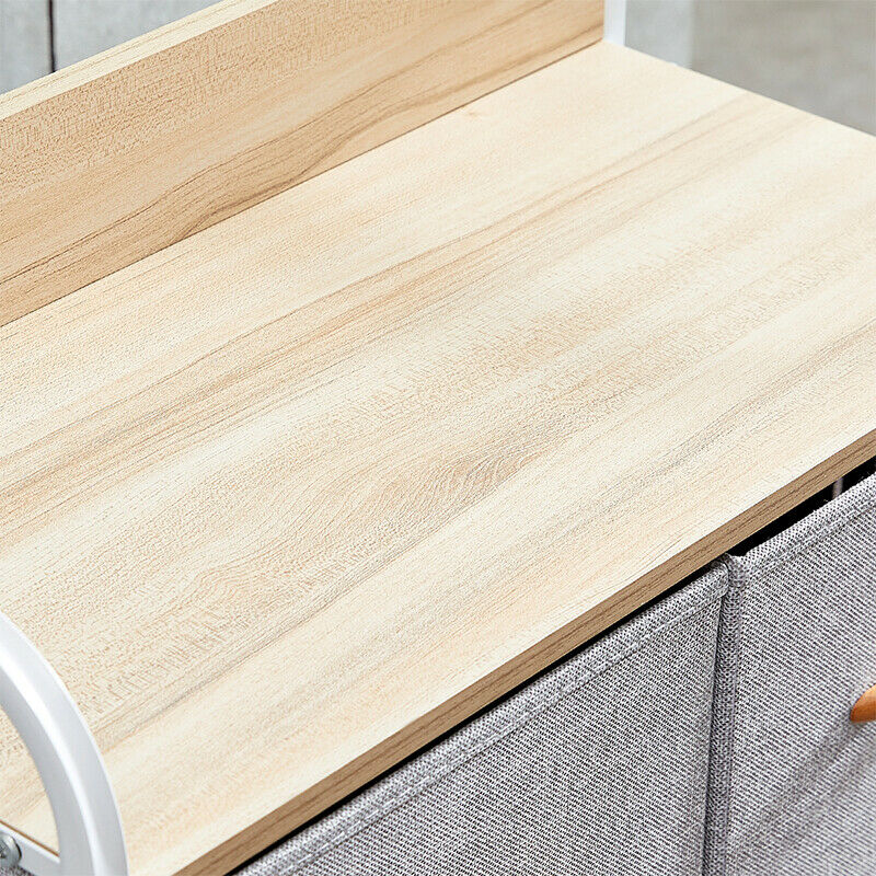 Fabric Bedside Cabinet Table Metal Frame Storage Unit Organiser Chest of Drawers