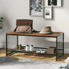2-Tier Coffee Table Tea Sofa Table with Shelf Storage Metal Frame 100x50x45cm