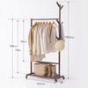 Wooden Clothes Rail Rack Garment Hanging Display Coat Storage Shelf Stand Wheels