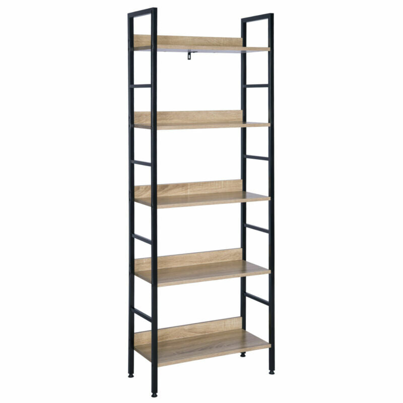 5Tier Ladder wood Shelf Storage Shelving Unit Bookcase Corner Rack Display Stand