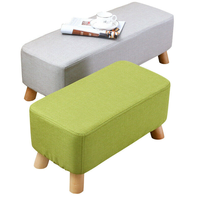 Linen Fabric Footstool Foot Rest Stool Pouffe Ottoman Seat Living Room Furniture