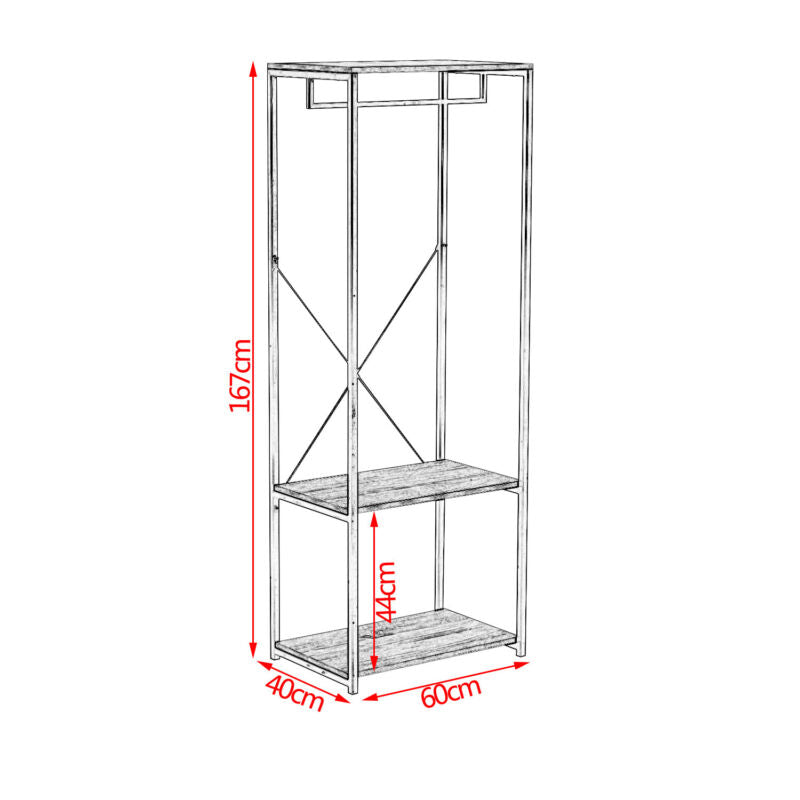Clothes Rail Dress Garment Hanging Display Stand Rack Unit with Storage Shelves