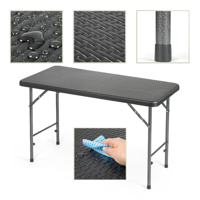 5-Piece Bistro Set Folding Rattan Garden Furniture Table Chairs Outdoor Balcony