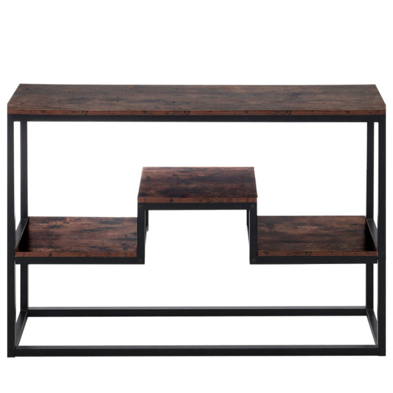 Industrial Console Table Bookshelf Rustic Wood Shelf Table Hallway Living Room