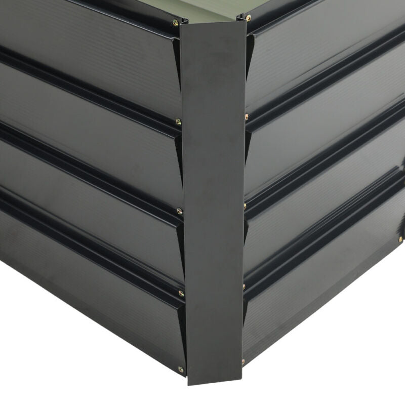 17" Tall L-Shaped Large Galvanized Metal Raised Garden Bed Plant Flower Grow Box