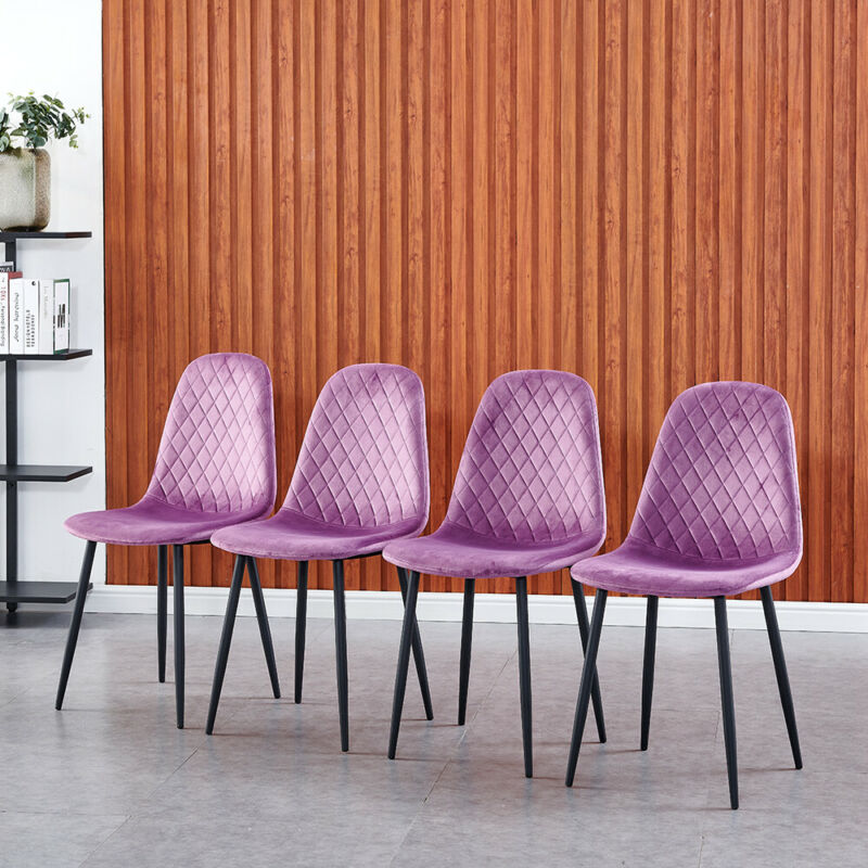 Set of 4 Velvet Dining Chairs Side Chair Metal Legs Dining Room Living Room Home