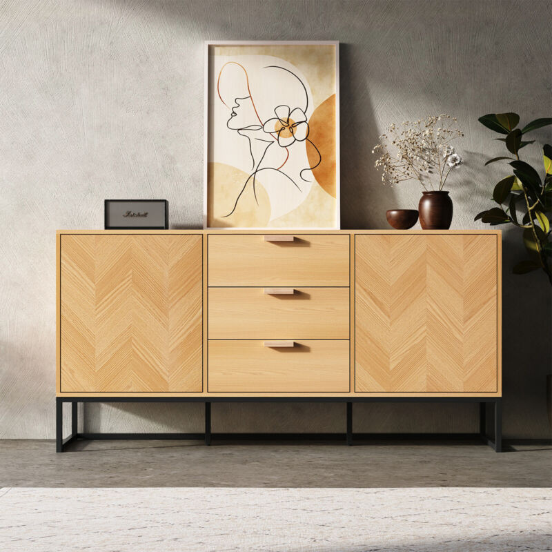 2 Doors 3 Drawers Storage Cabinet Sideboard Buffet Cabinet Console TV Stand