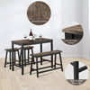 4PCS Dining Table & Chair Set Kitchen Furniture W/ Counter Table Bench & Stools