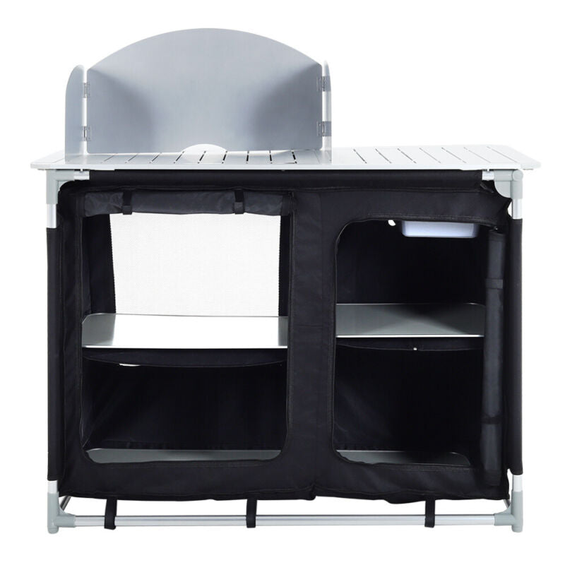 76/100/117/175cm Camping Kitchen Stand Kitchen Compartments Storage w/Carry Bag